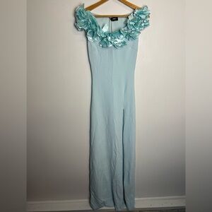 Club L NWT Elegant Light Blue Floral Dress Wedding Guess Size 6‎ Slip Stretch